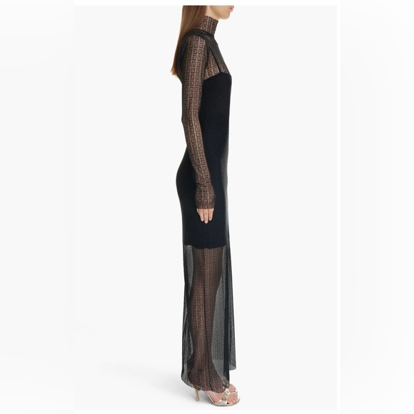 Givenchy 4G Tully Overlay Long Sleeve Dress with Rhinestones - Picture 3 of 9